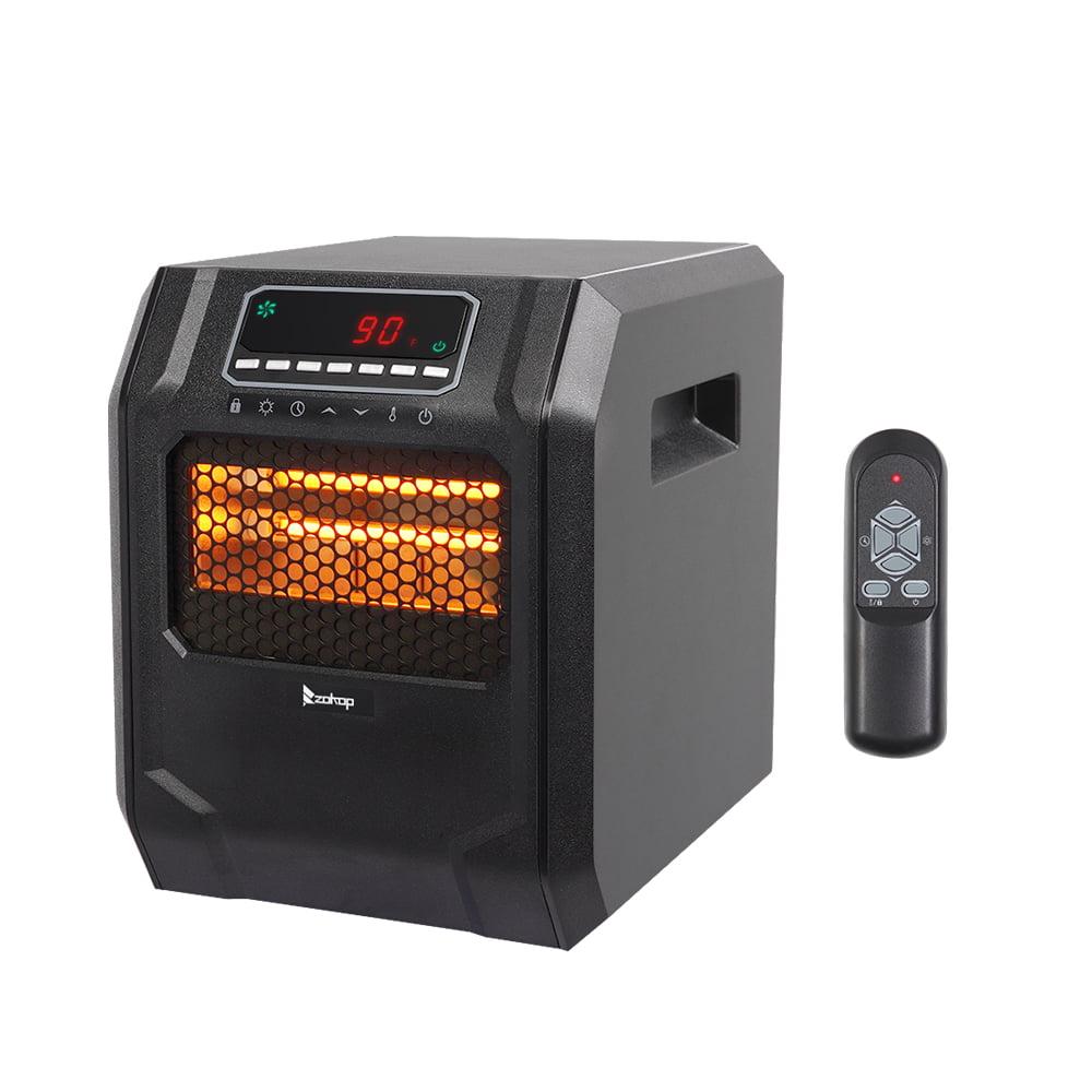 SAIBAI 1500W Quartz Tube Heater Digital Style 4 Quartz Tubes Black (Chanto Metal Fan) - John Pierce Auto Care