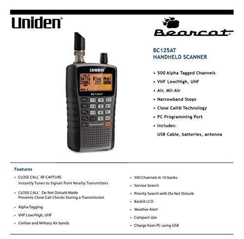 Uniden BC125AT Alpha Tagged channels Lightweight - John Pierce Auto Care