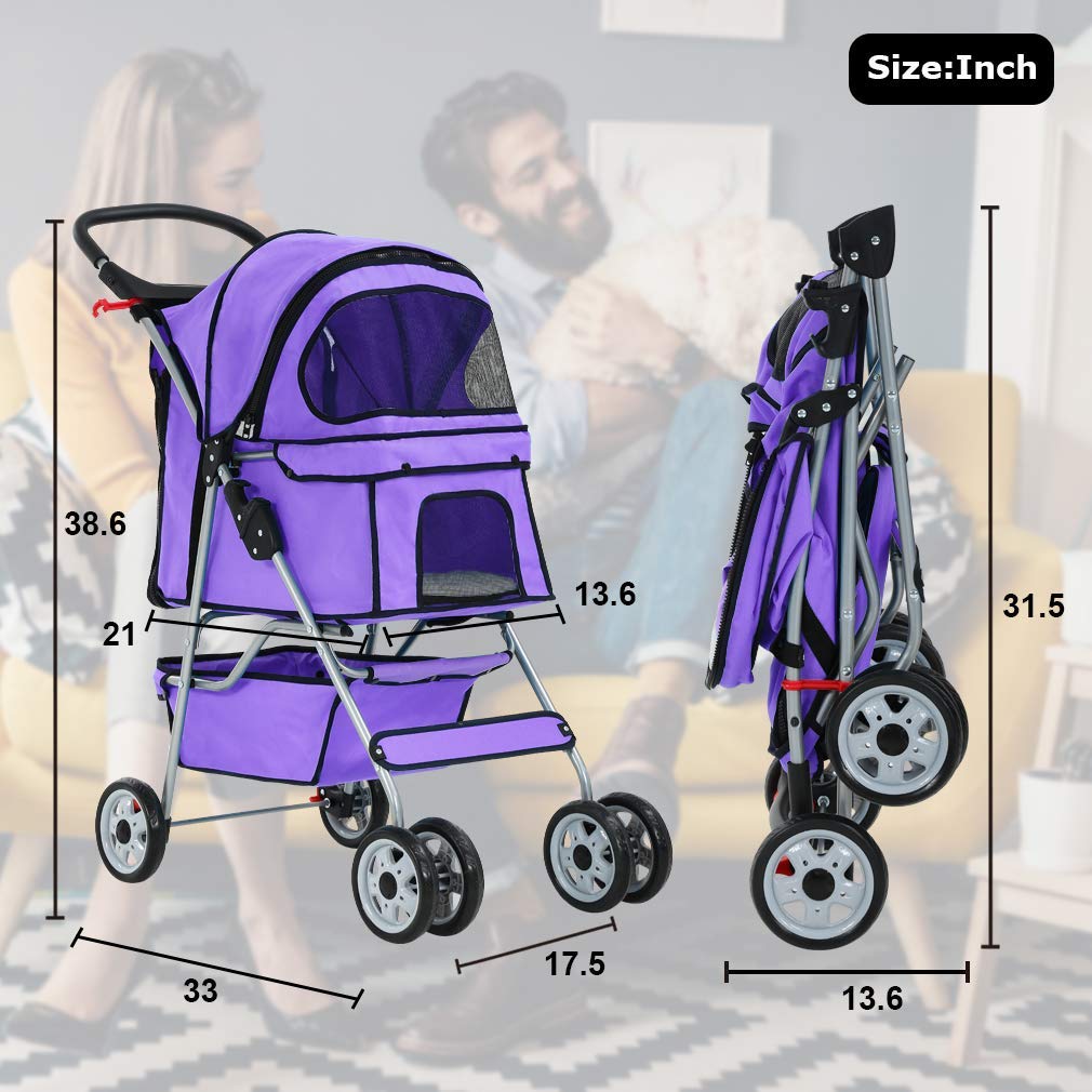 BestPet Folding 3-Wheel Travel Pet Stroller and Carrier - John Pierce Auto Care