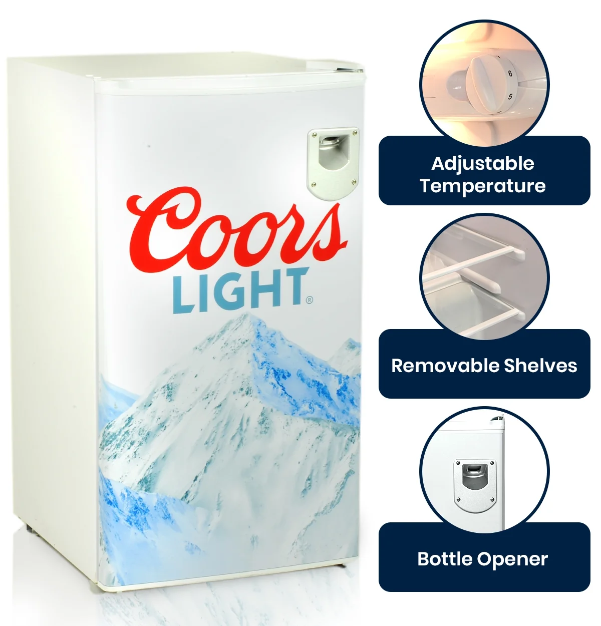 Coors Light Compact 90 L Fridge, 7 temperature Controller with Bottle Opener Refrigerator - John Pierce Auto Care
