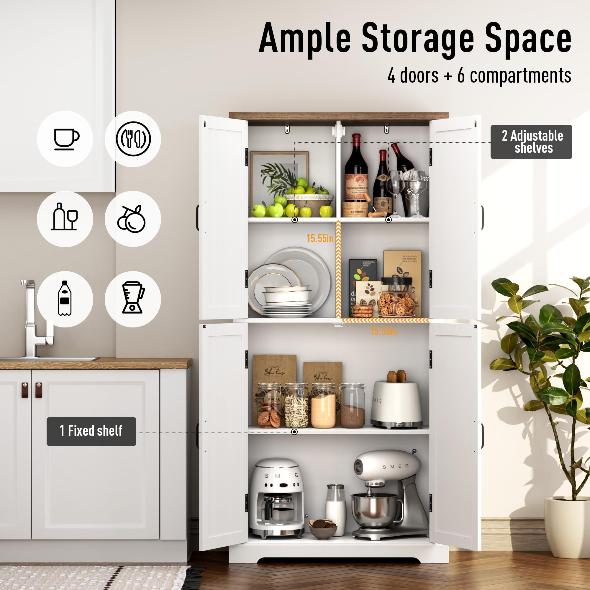 HOSTACK 64-Inch Kitchen Pantry Storage Cabinet - John Pierce Auto Care