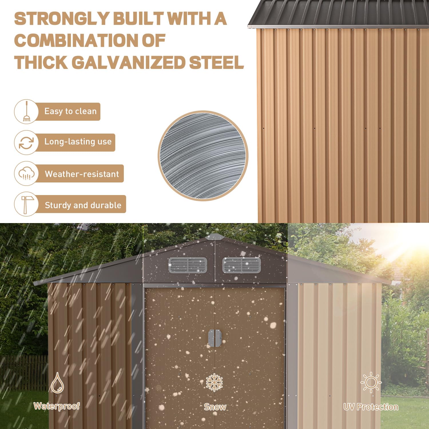 JAXPETY 6x8-Foot Outdoor Metal Storage Tool Shed with Sliding Doors - John Pierce Auto Care