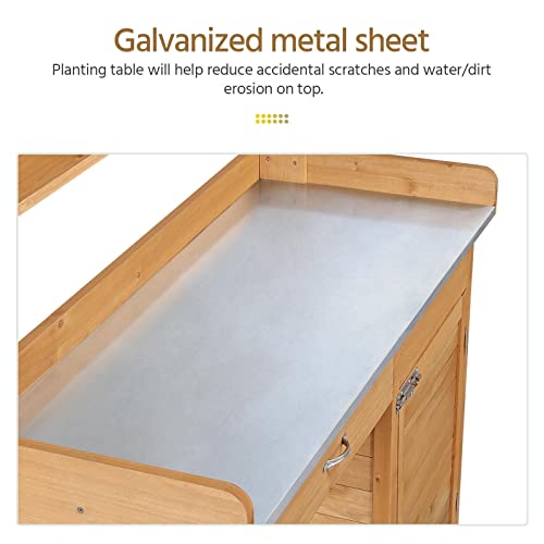 Yaheetech Wooden Garden Potting Bench with Metal Worktop - John Pierce Auto Care