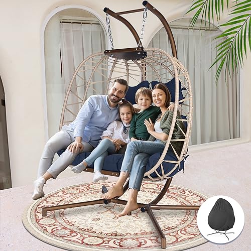 NICESOUL Wicker Rattan Hanging Swing Egg Chair with Stand - John Pierce Auto Care