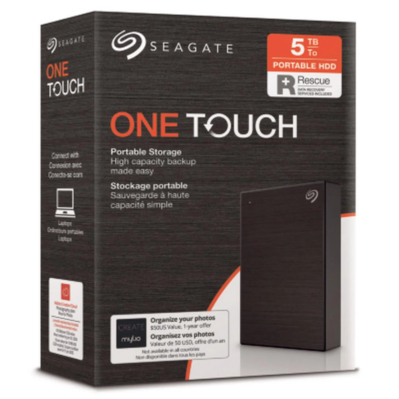 Seagate One Touch 5TB External Hard Drive Black USB 3.0 (STKC5000400) - John Pierce Auto Care