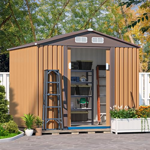 JAXPETY 6x8-Foot Outdoor Metal Storage Tool Shed with Sliding Doors - John Pierce Auto Care
