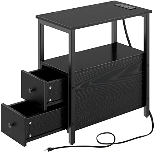 Rolanstar Narrow Charging End Table with 2 Wood Drawers - John Pierce Auto Care