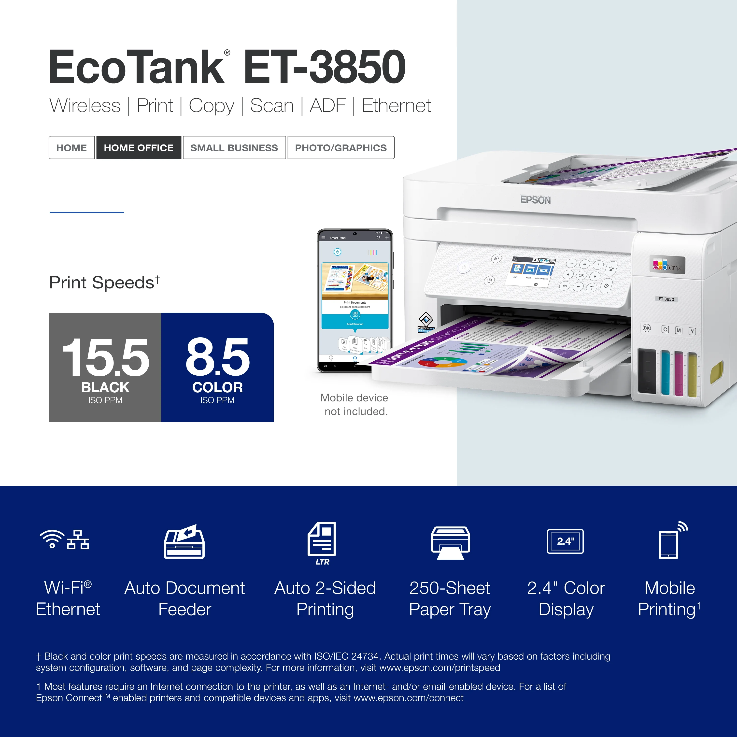 Epson EcoTank ET-3850 Wireless Color All-in-One Cartridge-Free Supertank Printer with Scanner, Copier, ADF and Ethernet - John Pierce Auto Care