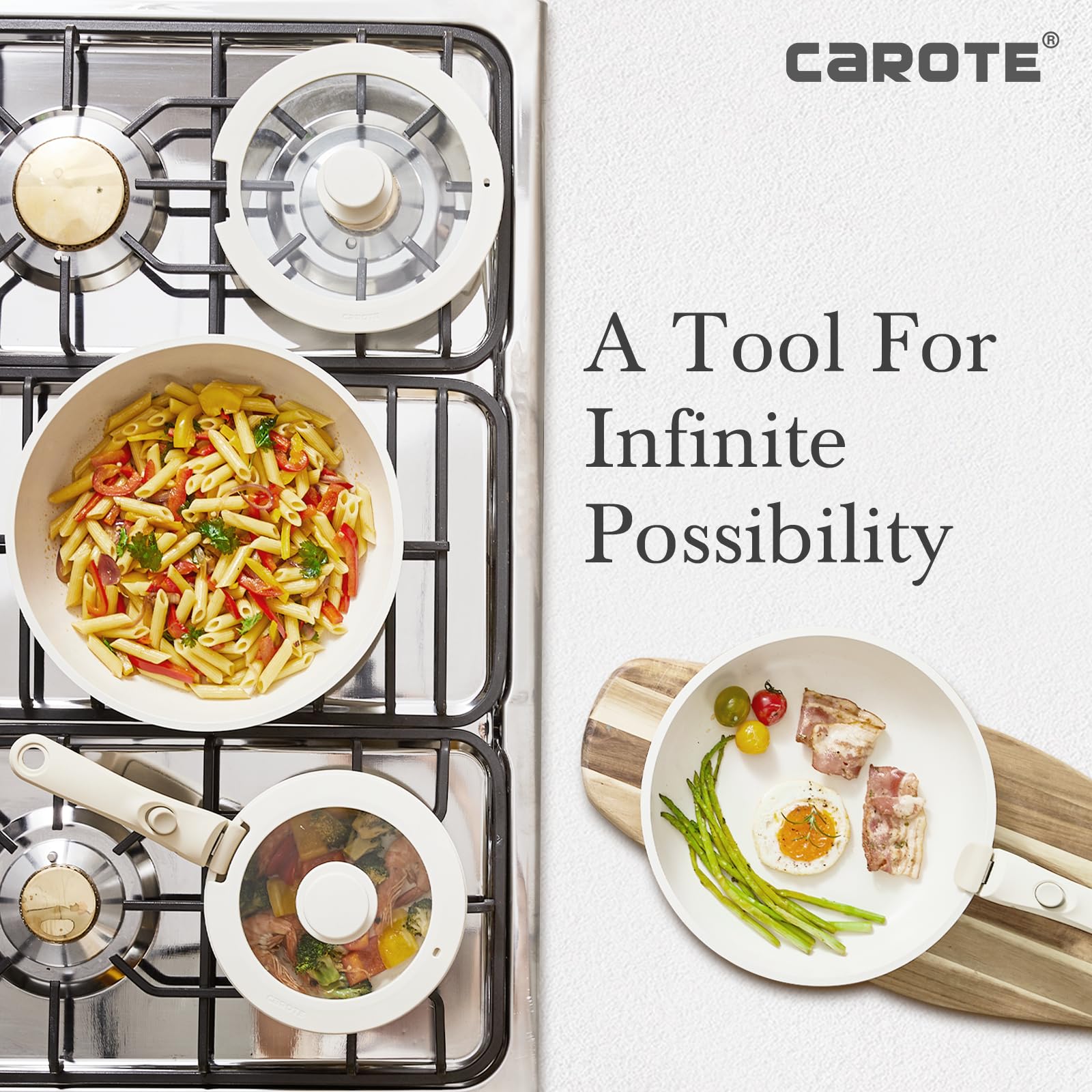 CAROTE 11-Piece Nonstick Cookware Set with Detachable Handle - John Pierce Auto Care
