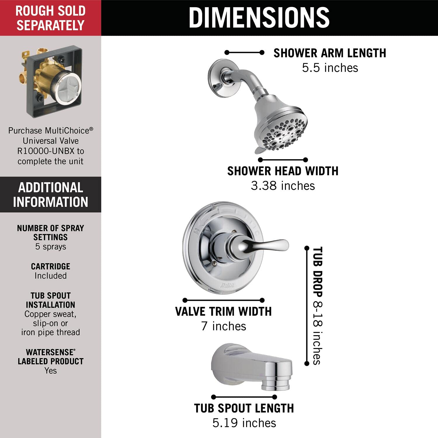 Delta Faucet Classic Tub and Shower Combo Set (Chrome T13420-PD) - John Pierce Auto Care