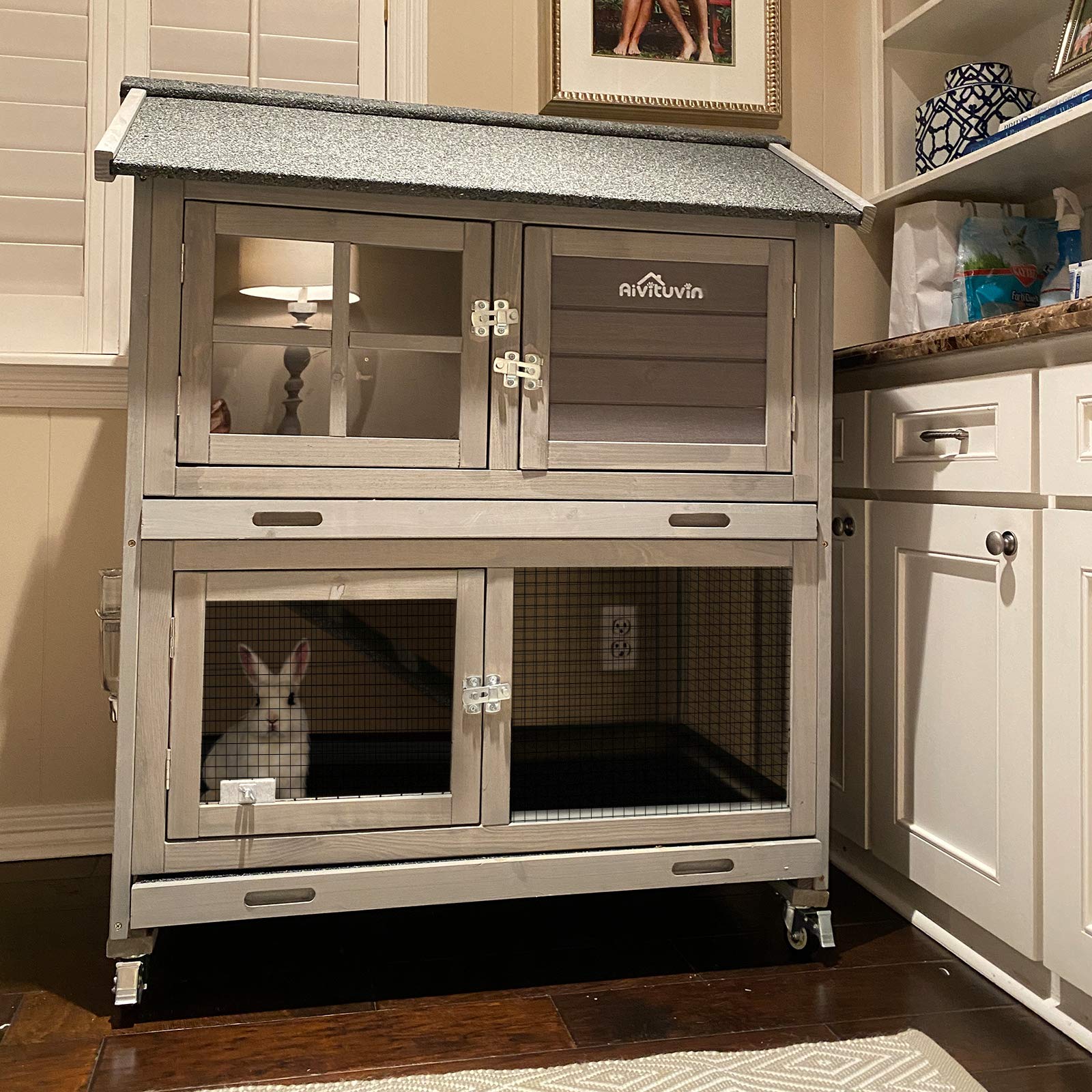 Aivituvin Large Outdoor Rabbit Hutch with Removable Wire Racks - John Pierce Auto Care