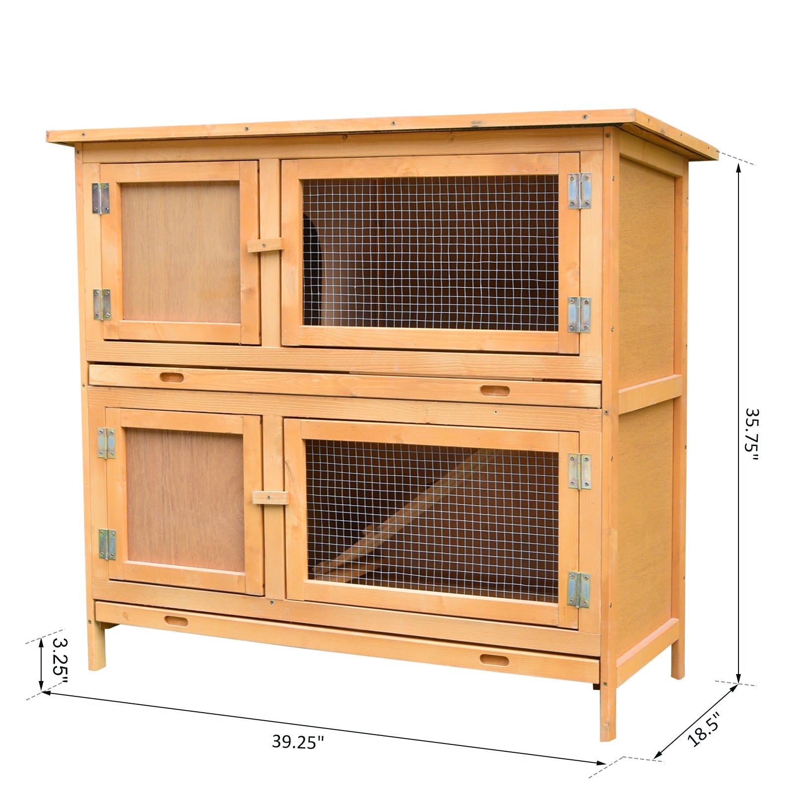 Pawhut Solid Wood 2-Story Rabbit Hutch (Yellow) - John Pierce Auto Care