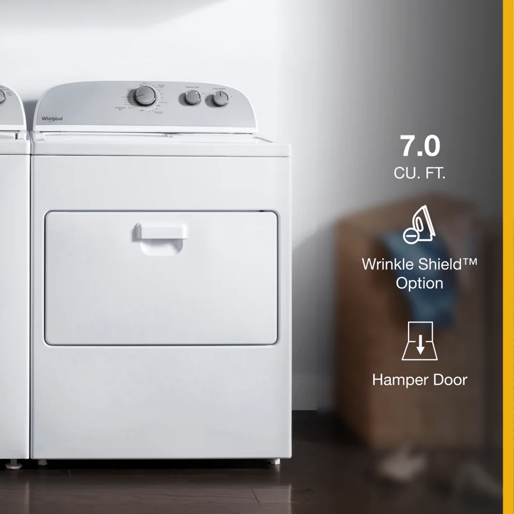 Whirlpool® WED4950HW - 7.0 Cu Ft - Top Load Electric Dryer - White - With AutoDry™ Drying System - John Pierce Auto Care
