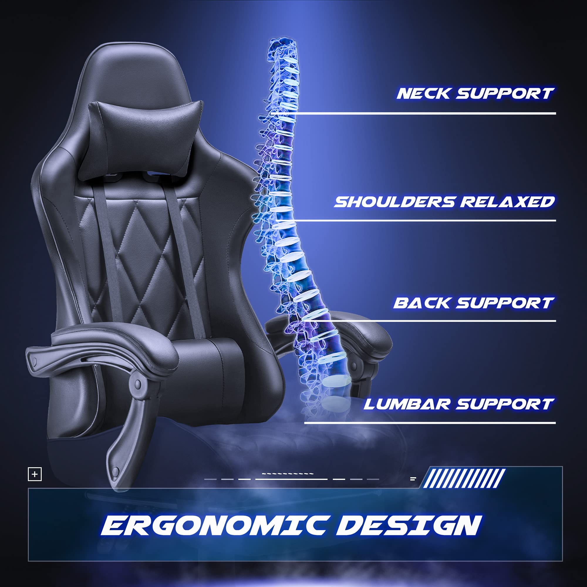 Homall Ergonomic High-Back Gaming Chair with Massage Lumbar Support - John Pierce Auto Care