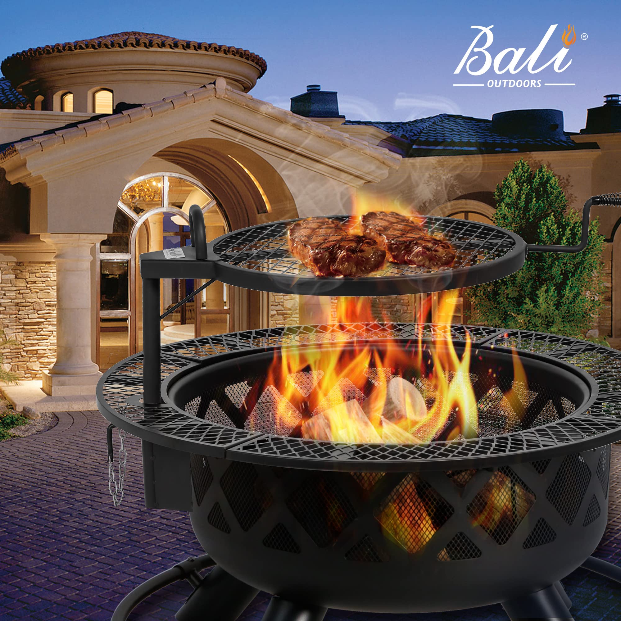 BALI OUTDOORS 32-Inch Wood Burning Fire Pit with Grill Grate - John Pierce Auto Care