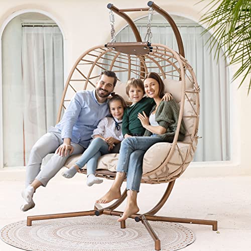 NICESOUL Wicker Rattan Hanging Swing Egg Chair with Stand - John Pierce Auto Care