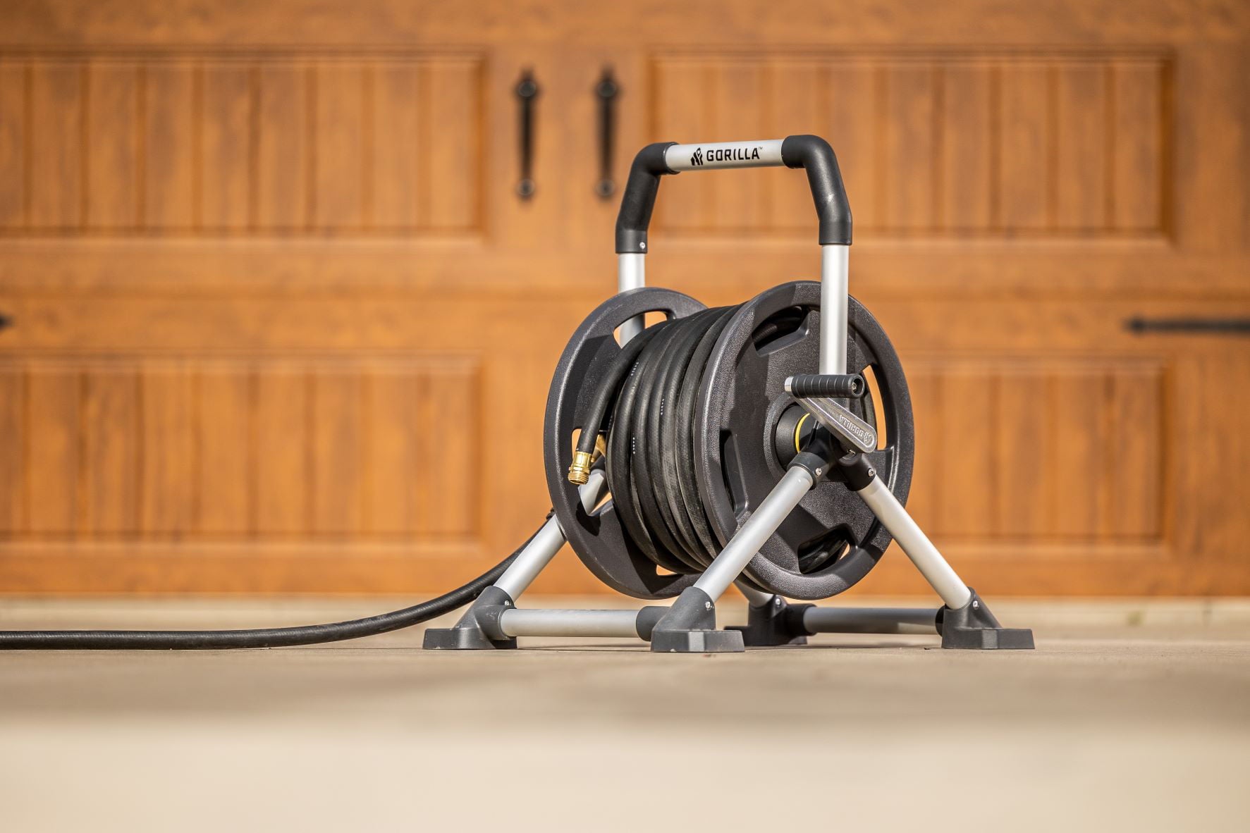 Gorilla 150-Foot Zero-Rust Aluminum Upright Hose Reel - John Pierce Auto Care