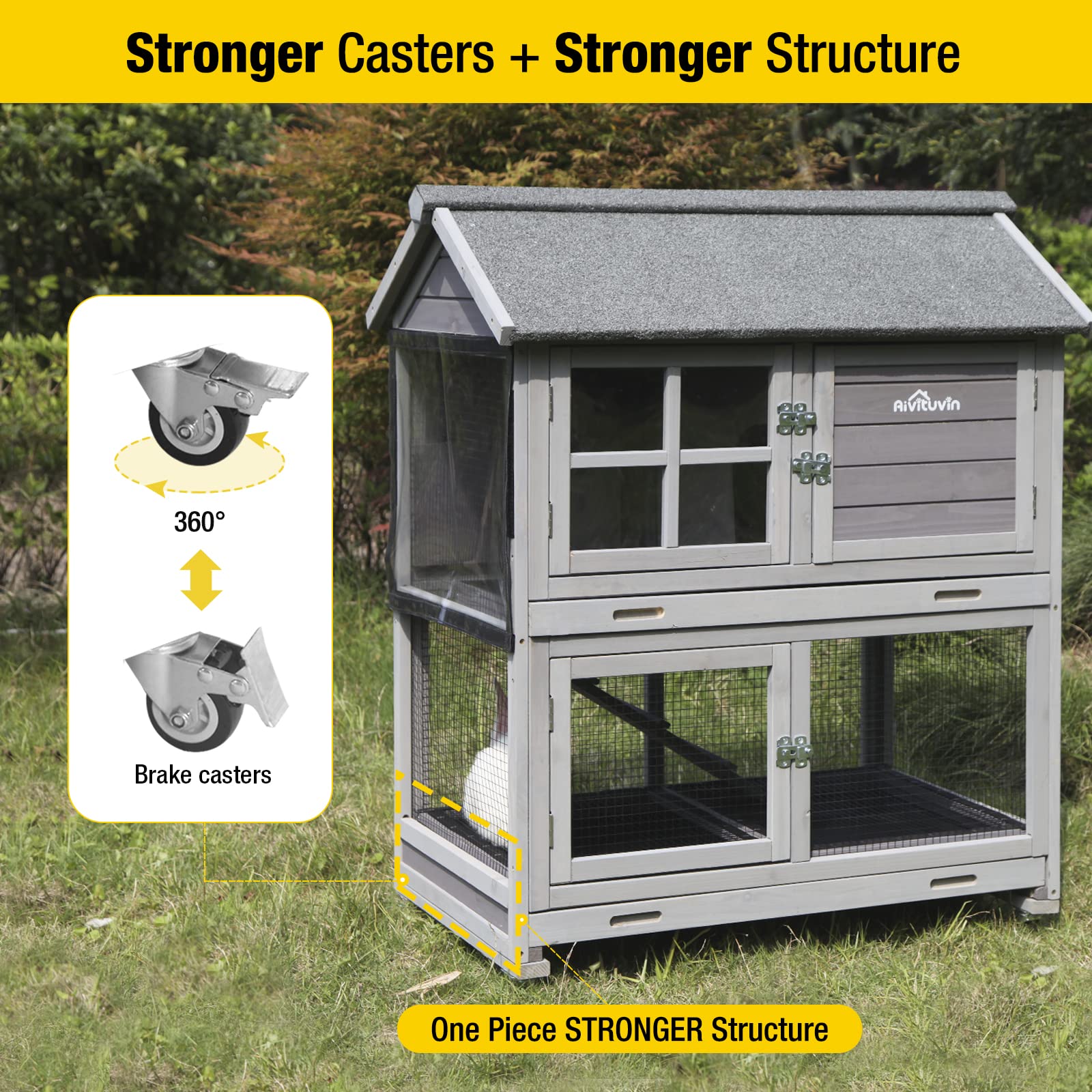 Aivituvin Large Outdoor Rabbit Hutch with Removable Wire Racks - John Pierce Auto Care