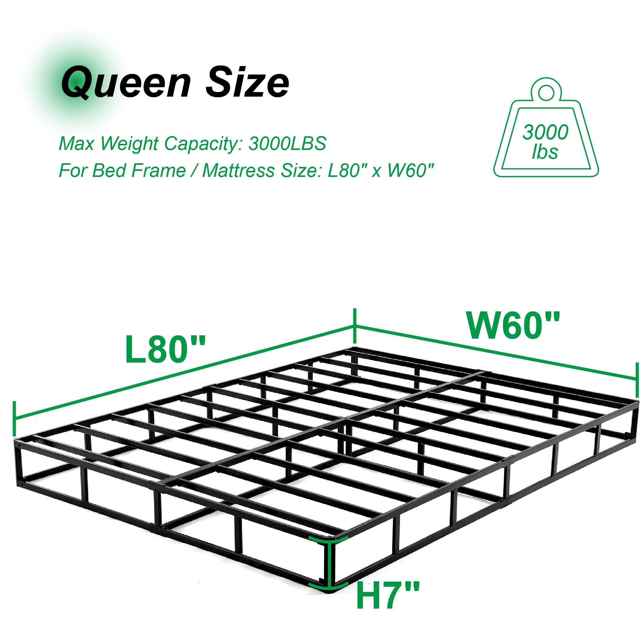 NOAH MEGATRON 7-Inch Low Profile Metal Box Spring (Queen) - John Pierce Auto Care