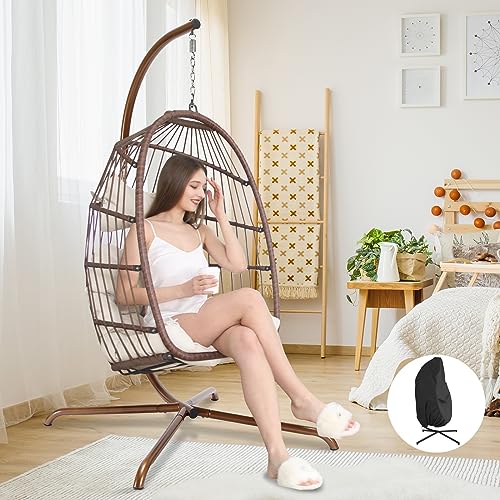 NICESOUL Wicker Rattan Hanging Swing Egg Chair with Stand - John Pierce Auto Care