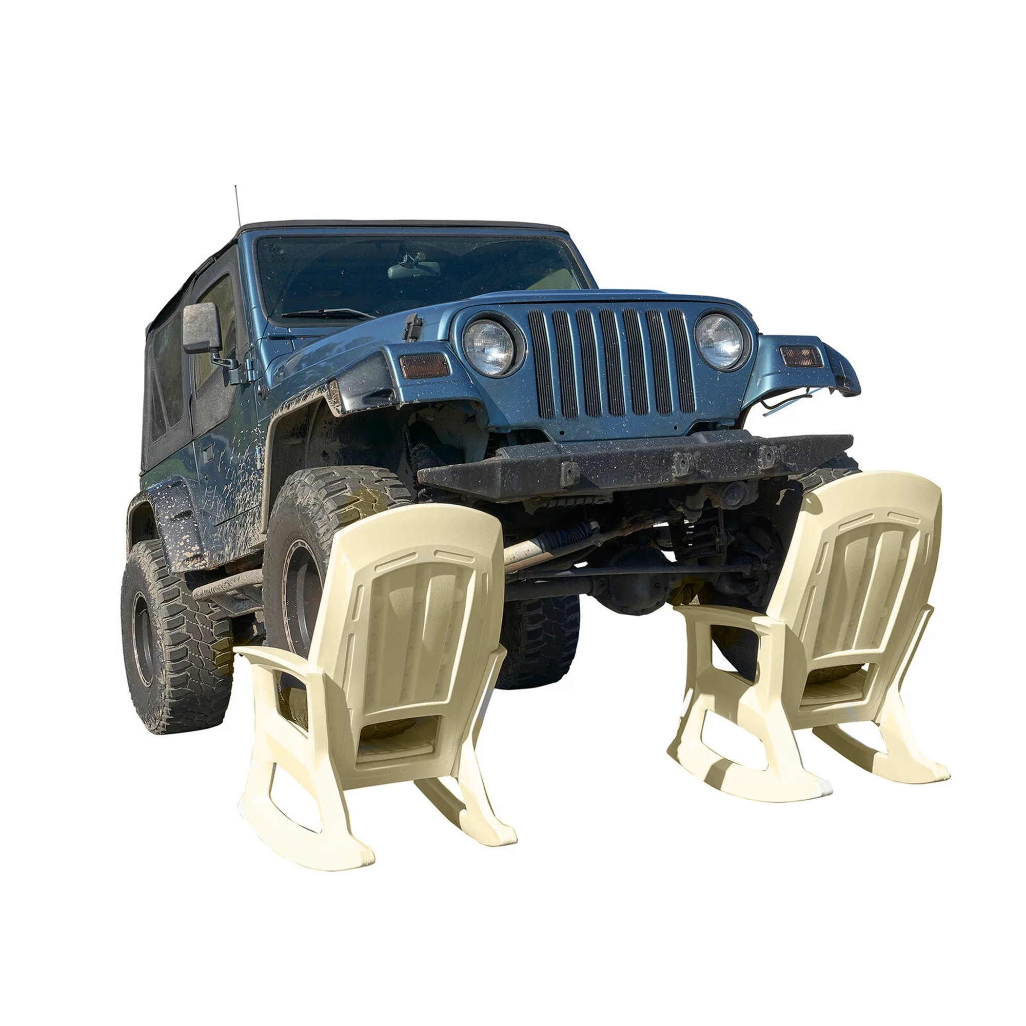 Semco Plastics Rockaway Heavy-Duty Outdoor Rocking Chair, Tan (4 Pack) - John Pierce Auto Care