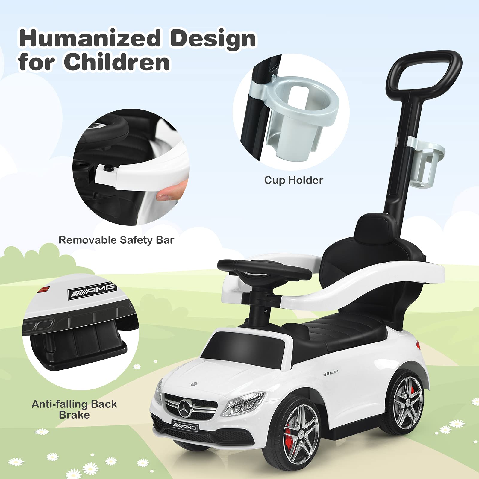 Costzon Mercedes Benz Toddler Stroller Push Car with Underneath Storage - John Pierce Auto Care
