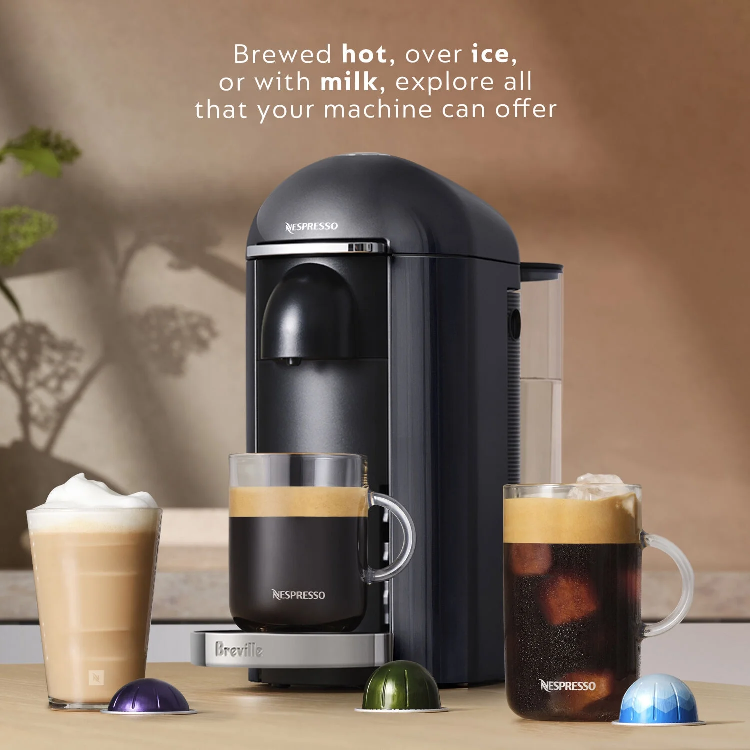 Breville Nespresso New VertuoPlus Deluxe Coffee and Espresso Single-Serve Machine in Piano Black - John Pierce Auto Care