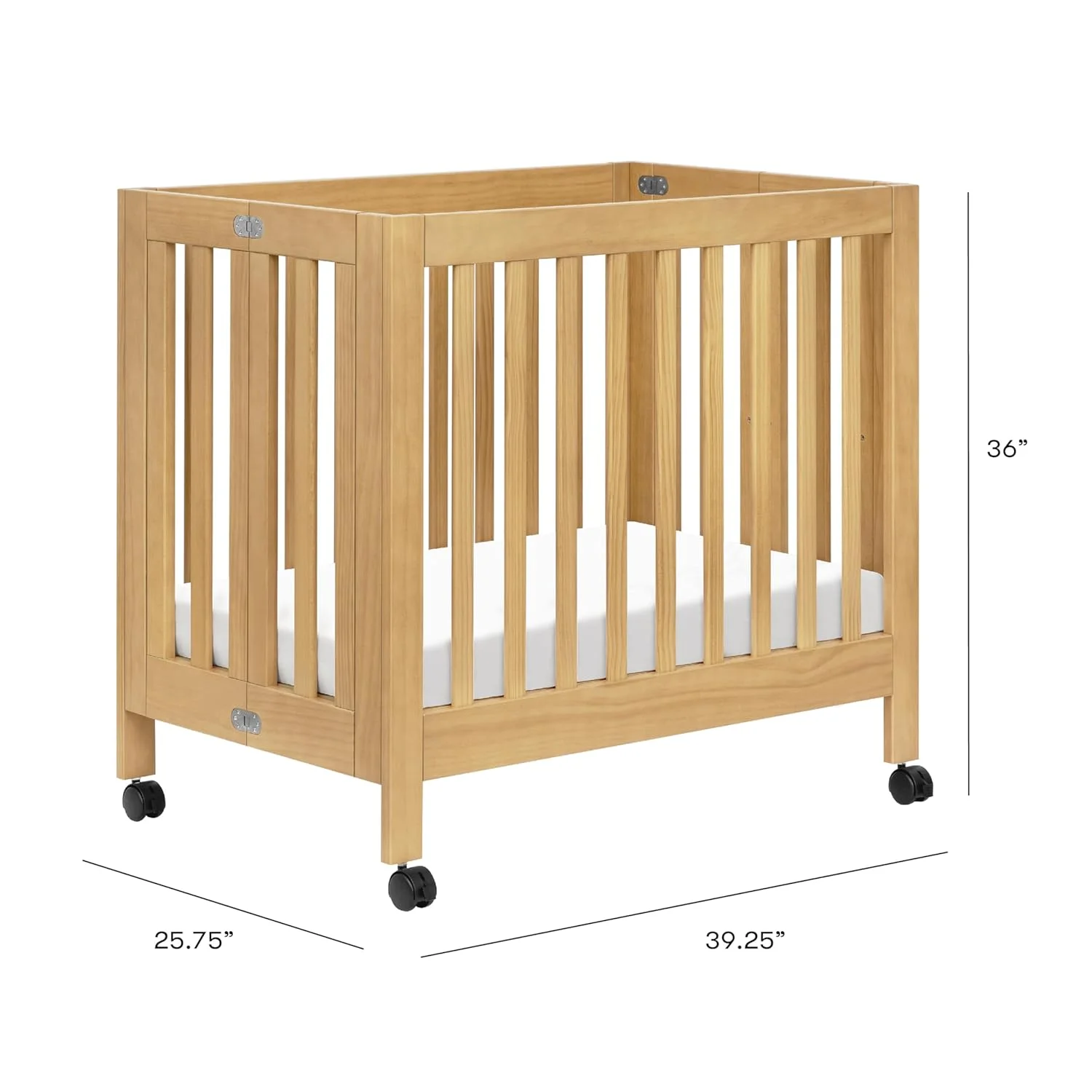 Babyletto Origami Mini Portable Crib Folding with Wheels in Honey, 2 Adjustable Mattress Positions, Greenguard Gold Certified - John Pierce Auto Care