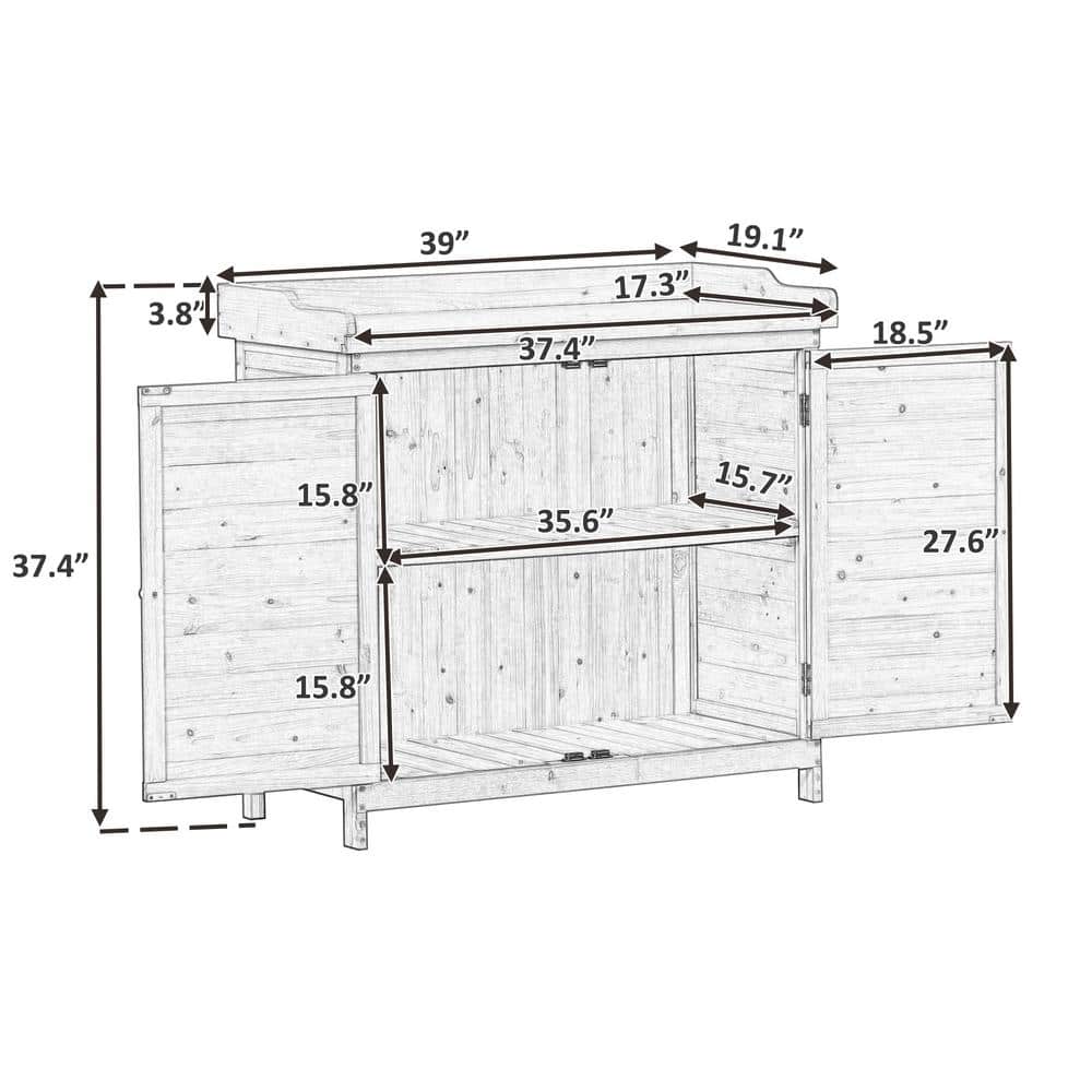 Cenadinz 39-Inch Outdoor Wooden Potting Bench Table - John Pierce Auto Care