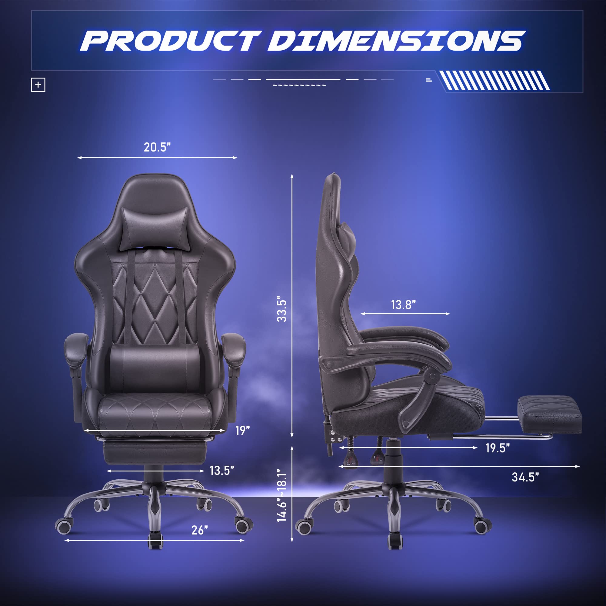 Homall Ergonomic High-Back Gaming Chair with Massage Lumbar Support - John Pierce Auto Care