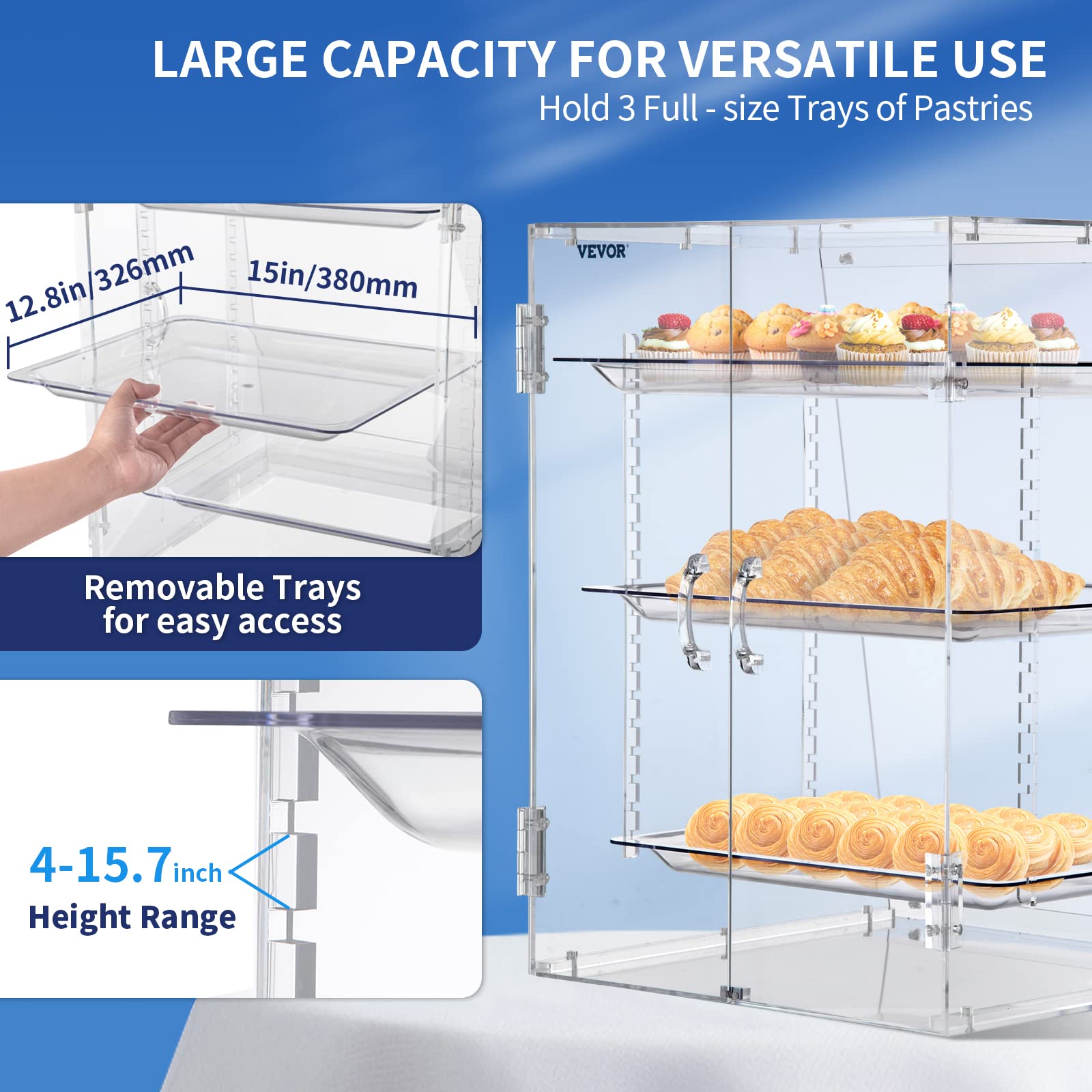 VEVOR Pastry Display Case with Removable Trays - John Pierce Auto Care