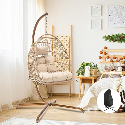 NICESOUL Wicker Rattan Hanging Swing Egg Chair with Stand - John Pierce Auto Care