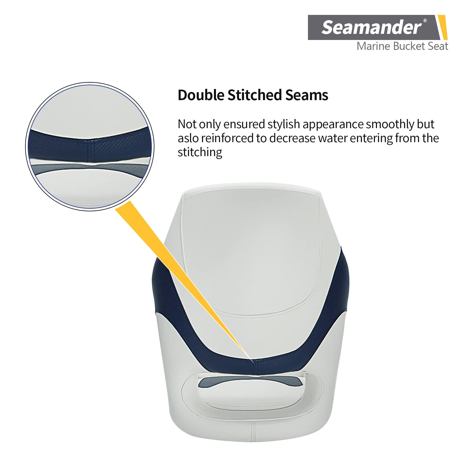 Seamander Premium White Captain Bucket Sport Boat Seat - John Pierce Auto Care