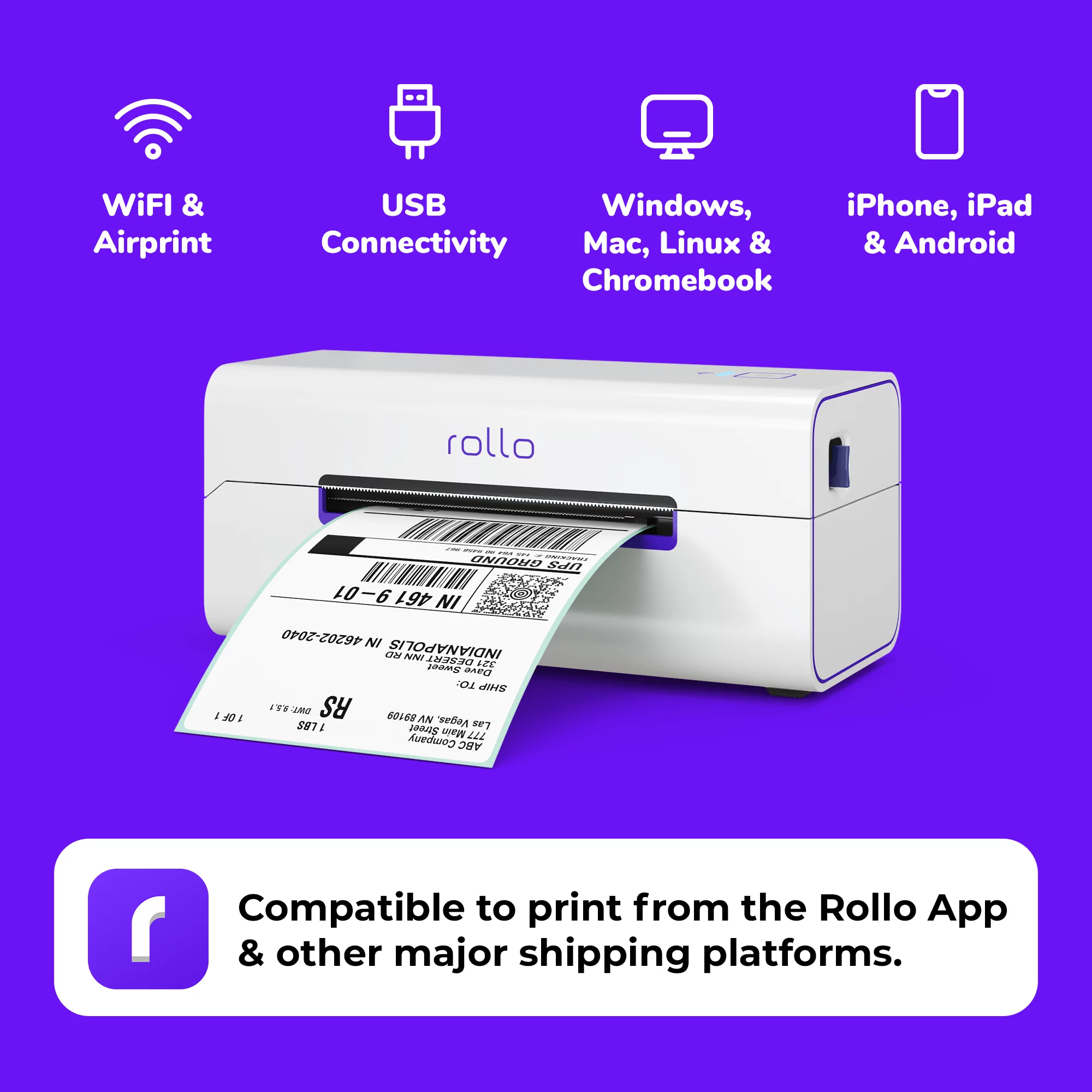 Rollo Wireless Shipping Label Printer - Wi-Fi Thermal Label Printer for Shipping Packages - AirPrint from iPhone, iPad, Mac - John Pierce Auto Care