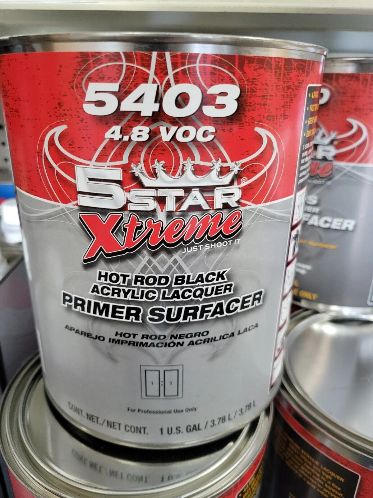 5 Star Xtreme 5403 Hot Rod black Lacquer Primer 4.8 VOC 1Gal Primer Only - John Pierce Auto Care