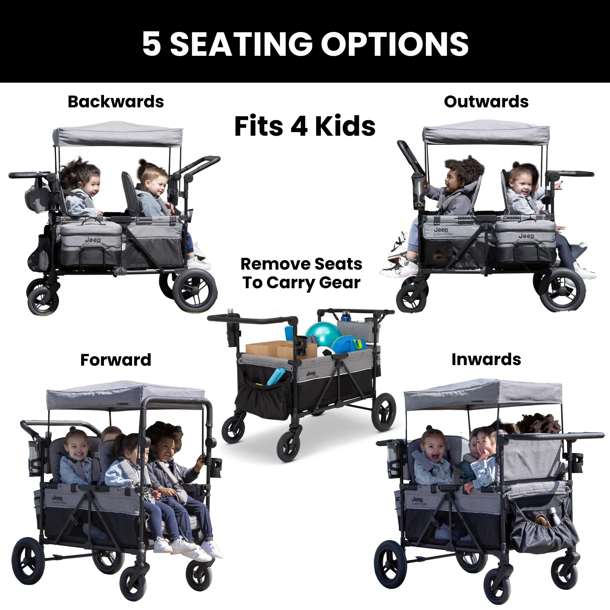 Jeep Wrangler Deluxe 4-Seater Stroller Wagon by Delta Children - John Pierce Auto Care