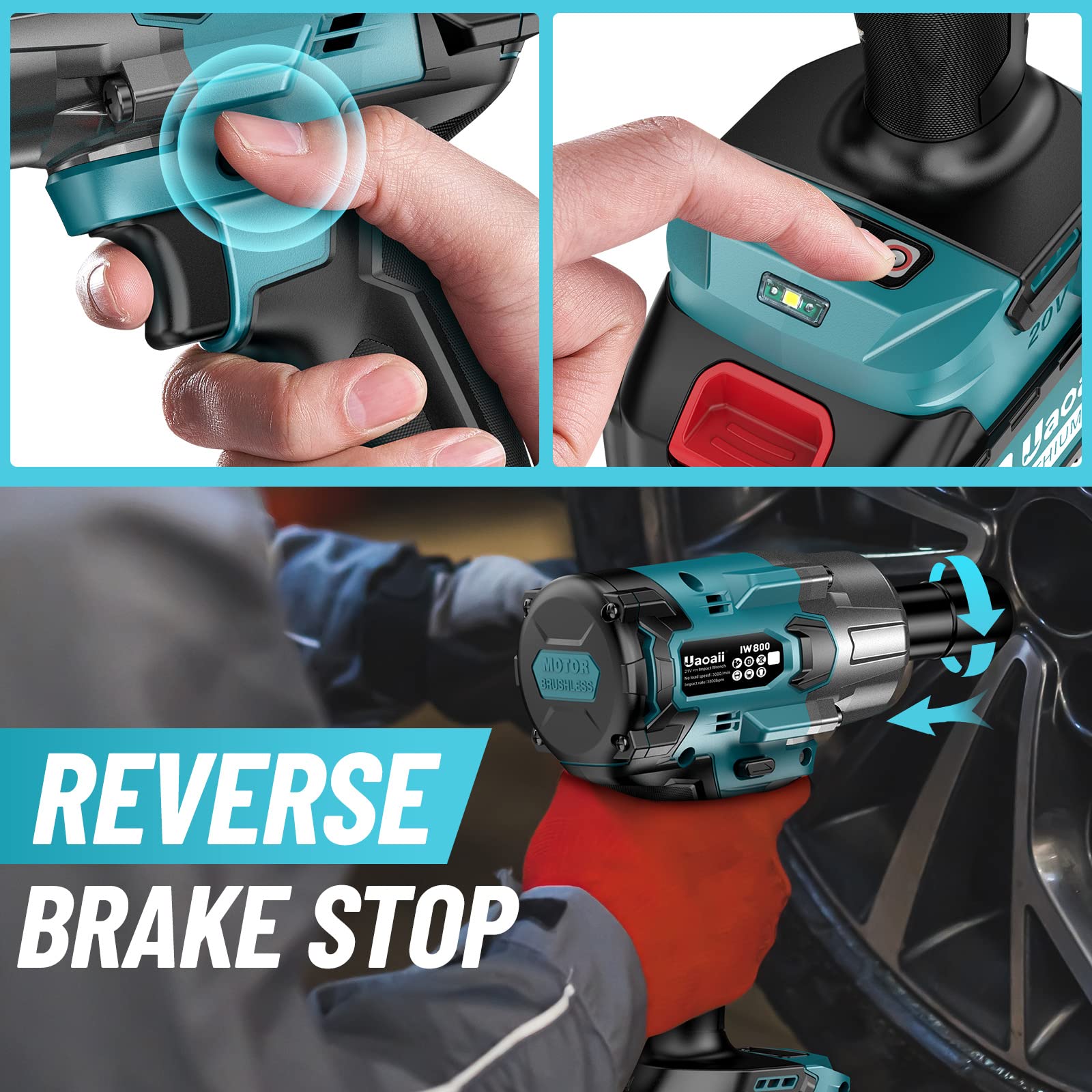 Uaoaii 1000Nm High-Torque 1/2-Inch Cordless Impact Wrench Kit - John Pierce Auto Care