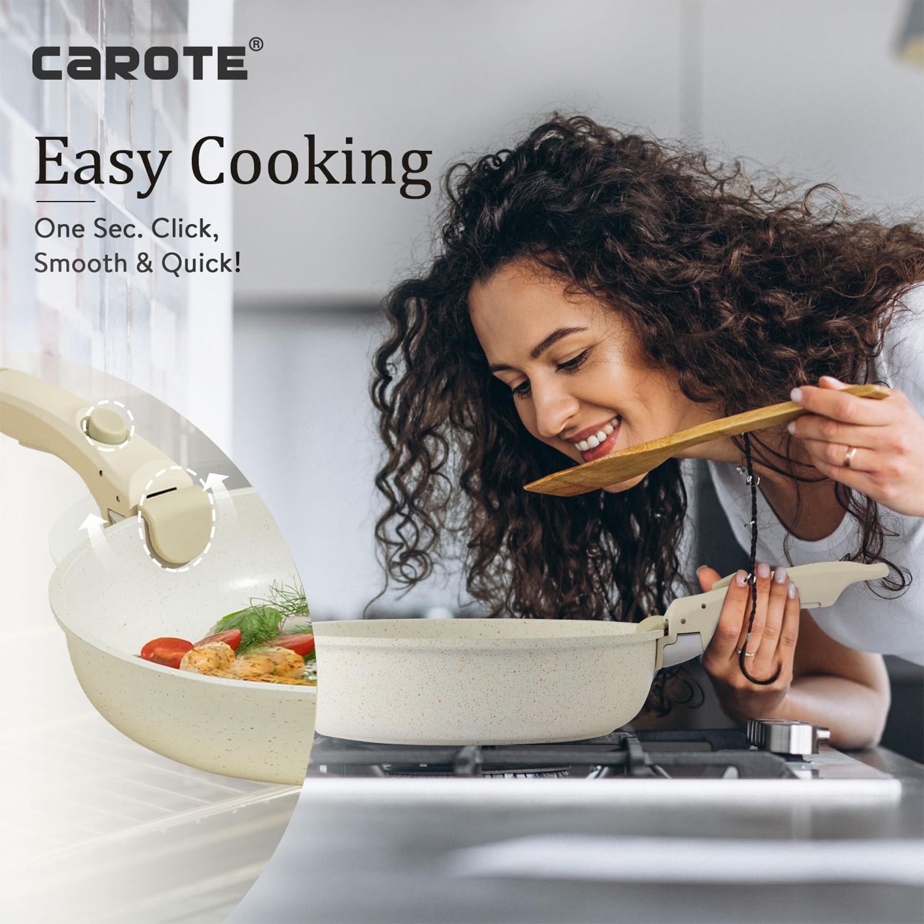 CAROTE 11-Piece Nonstick Cookware Set with Detachable Handle - John Pierce Auto Care