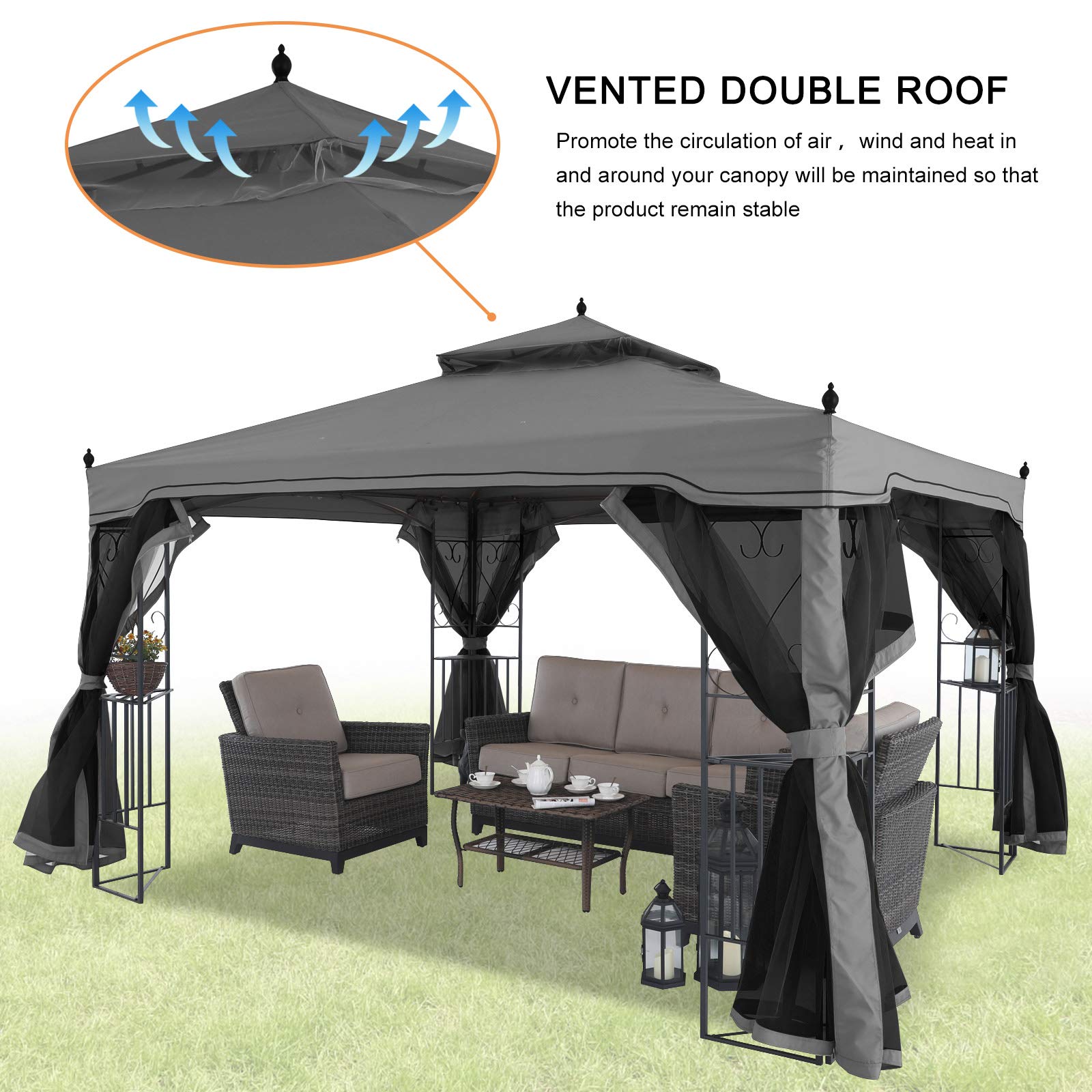MASTERCANOPY Double-Tiered Mosquito Netting Replacement for Gazebo - John Pierce Auto Care