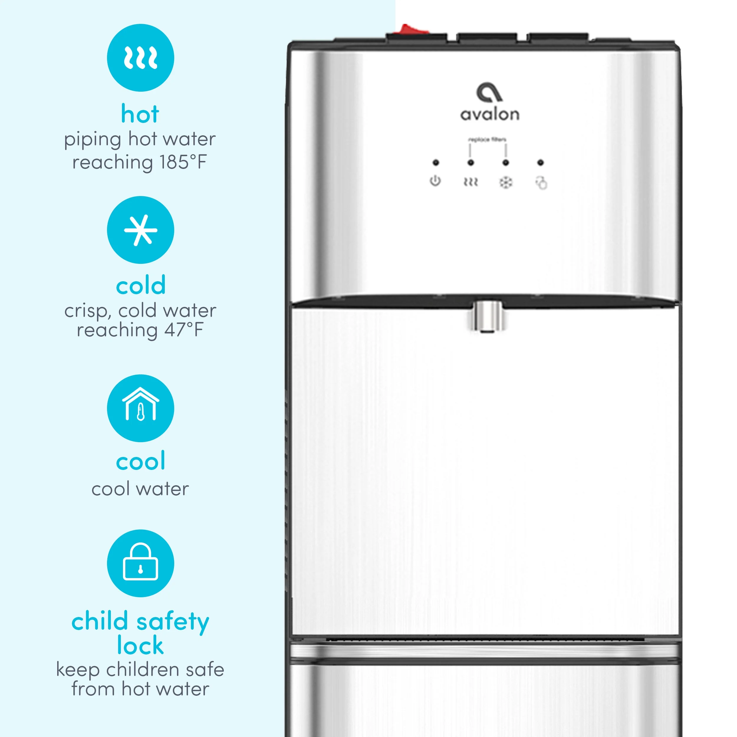 Avalon Bottom Loading Water Dispenser, Stainless - John Pierce Auto Care