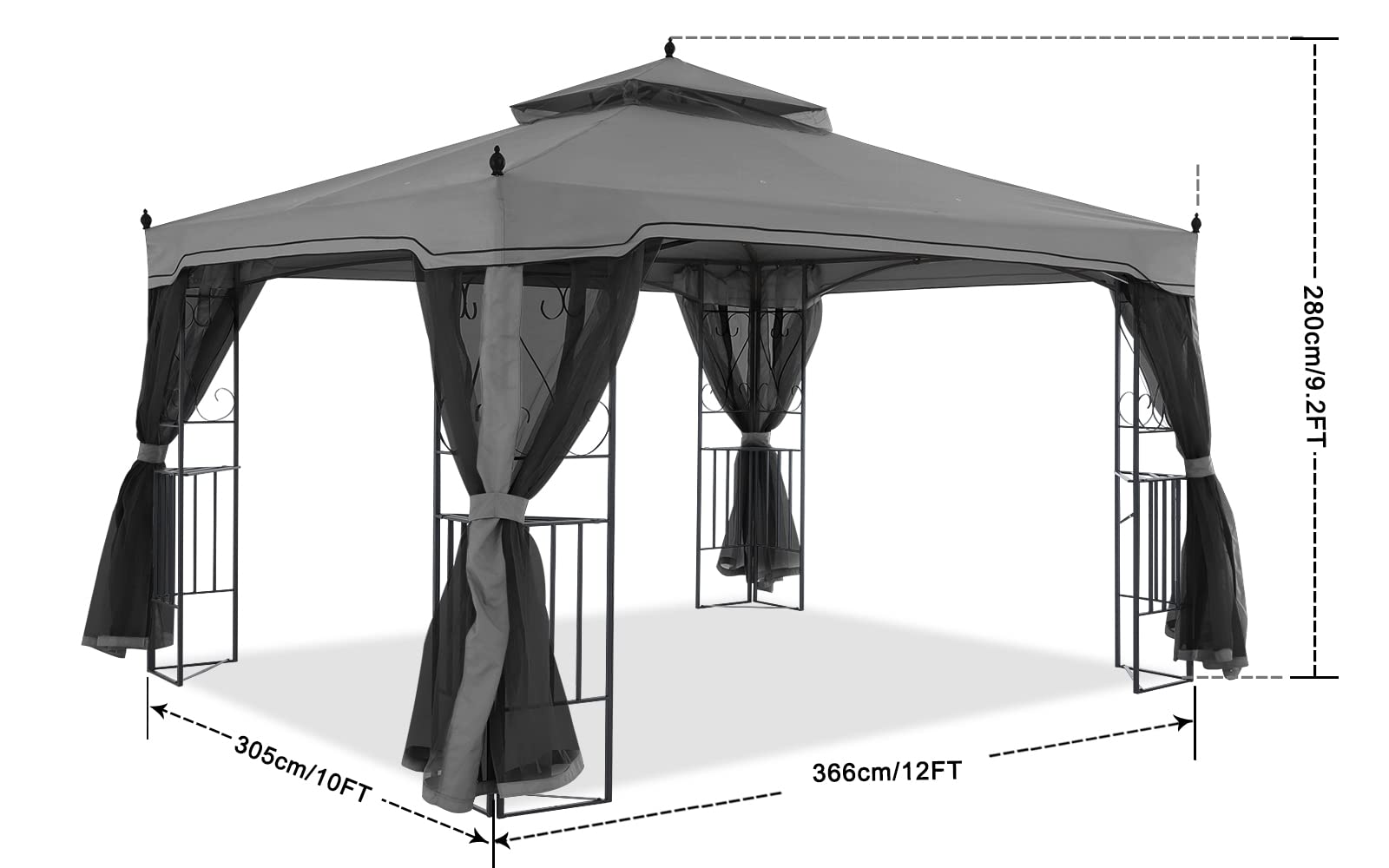 MASTERCANOPY Double-Tiered Mosquito Netting Replacement for Gazebo - John Pierce Auto Care