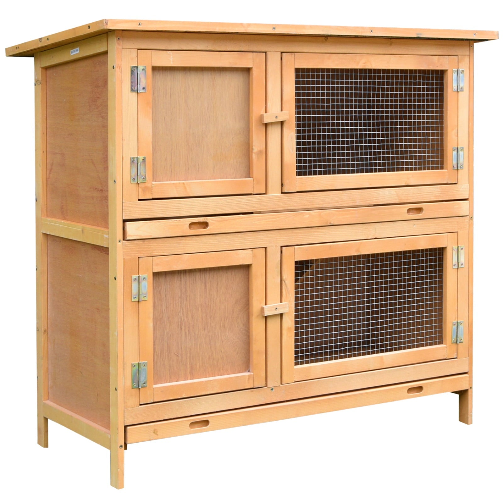 Pawhut Solid Wood 2-Story Rabbit Hutch (Yellow) - John Pierce Auto Care