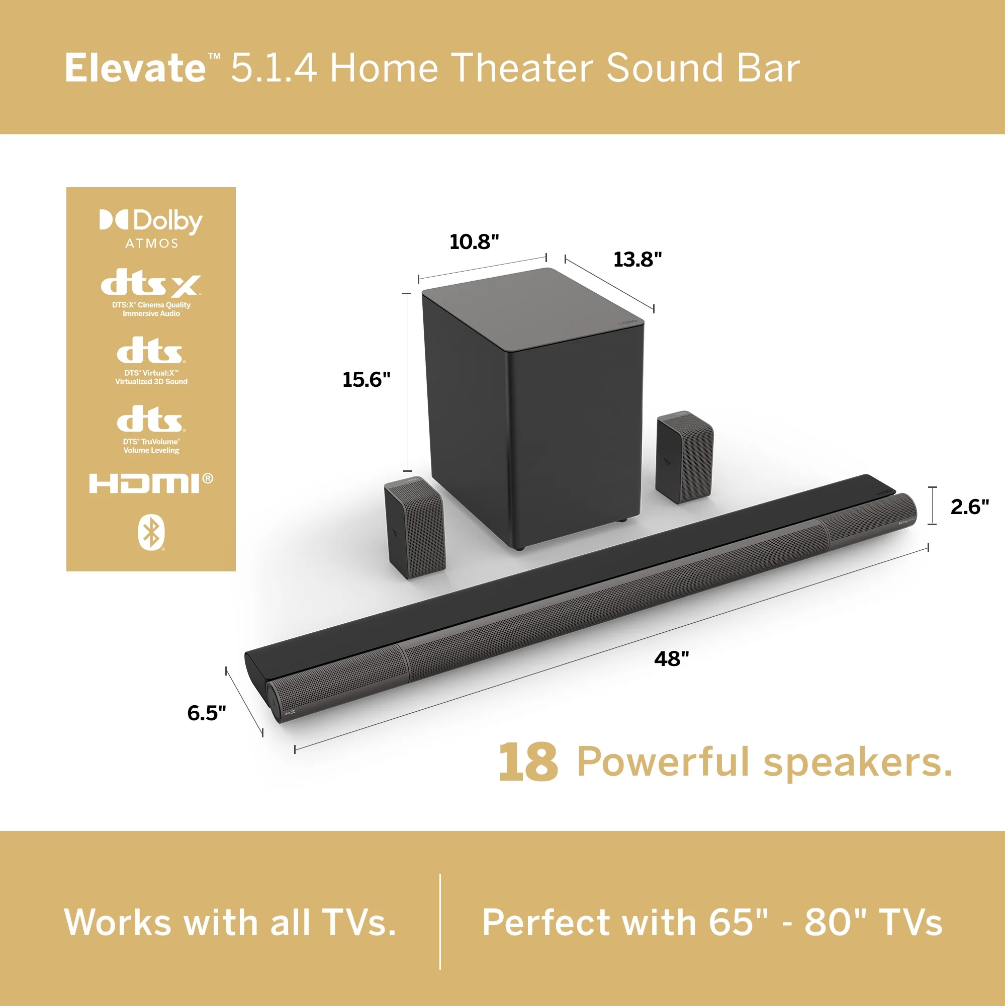 VIZIO Elevate 5.1.4 Home Theater Sound Bar with Dolby Atmos and DTS:X - P514a-H6 - John Pierce Auto Care