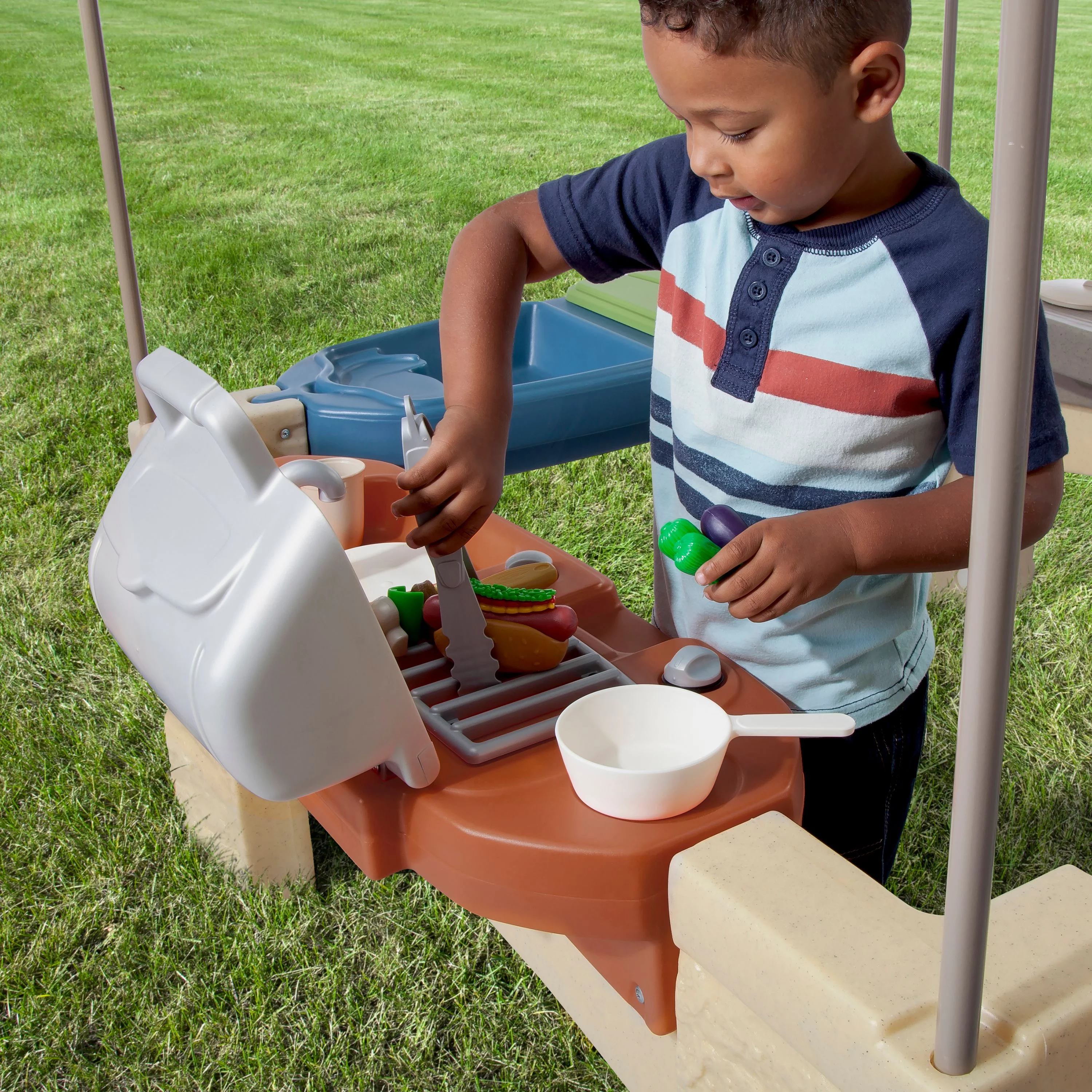 Step2 All-Around Playtime Patio with Canopy with 16 Play Accessories Playhouse Kids Outdoor Toys - John Pierce Auto Care