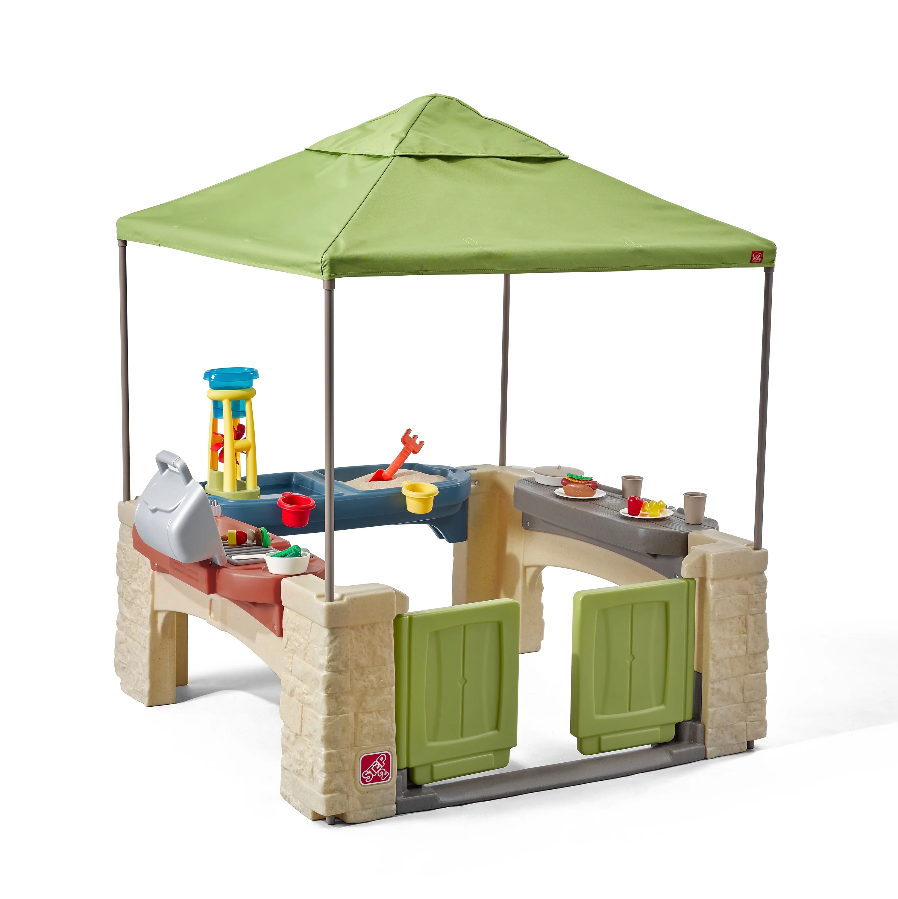 Step2 All-Around Playtime Patio with Canopy with 16 Play Accessories Playhouse Kids Outdoor Toys - John Pierce Auto Care