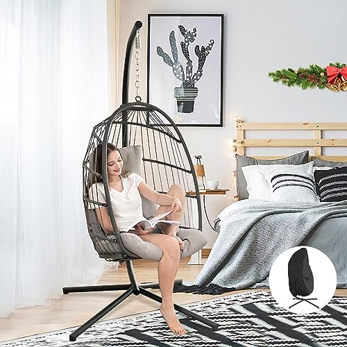 NICESOUL Wicker Rattan Hanging Swing Egg Chair with Stand - John Pierce Auto Care