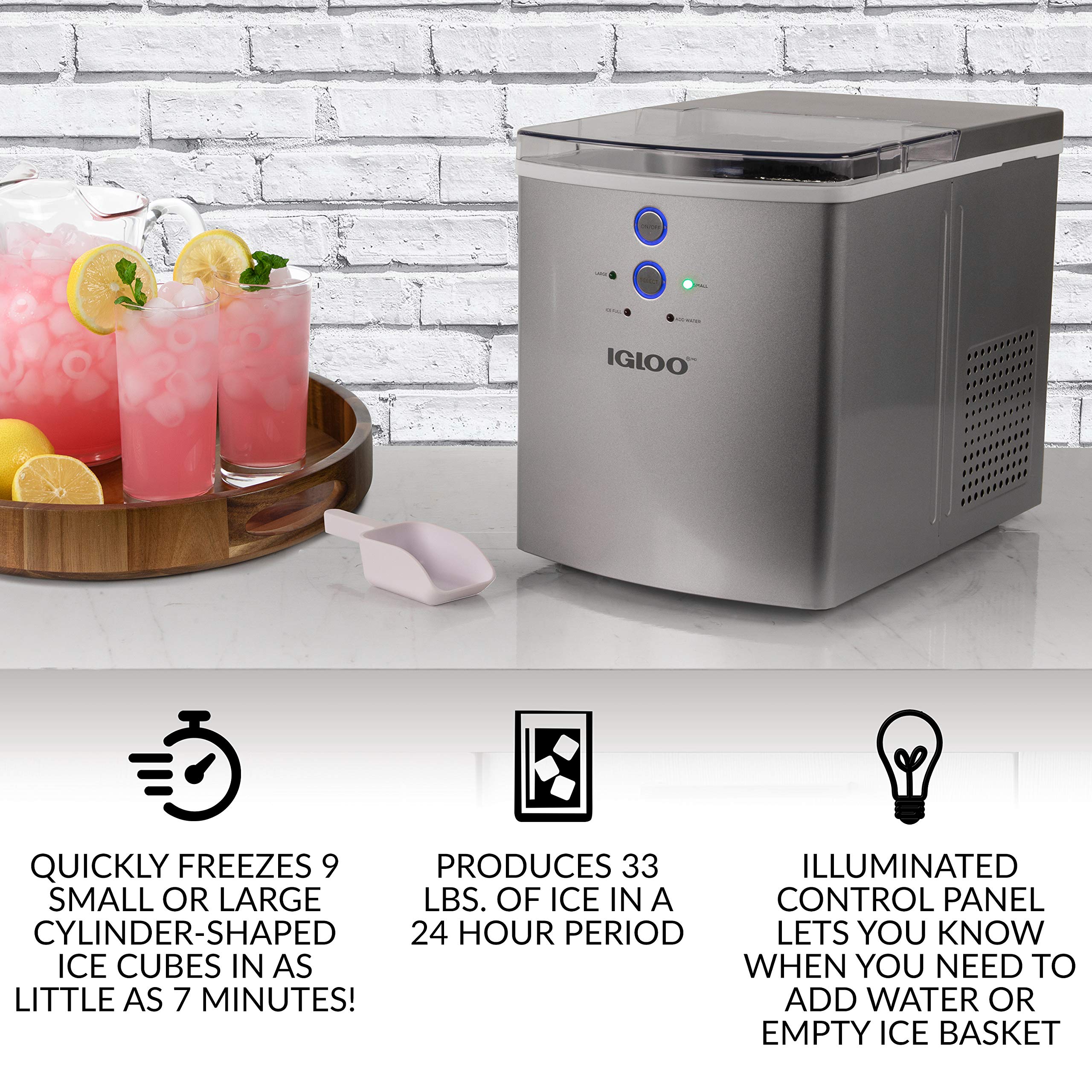 Igloo 33-Pound Large-Capacity Portable Countertop Ice Maker - John Pierce Auto Care