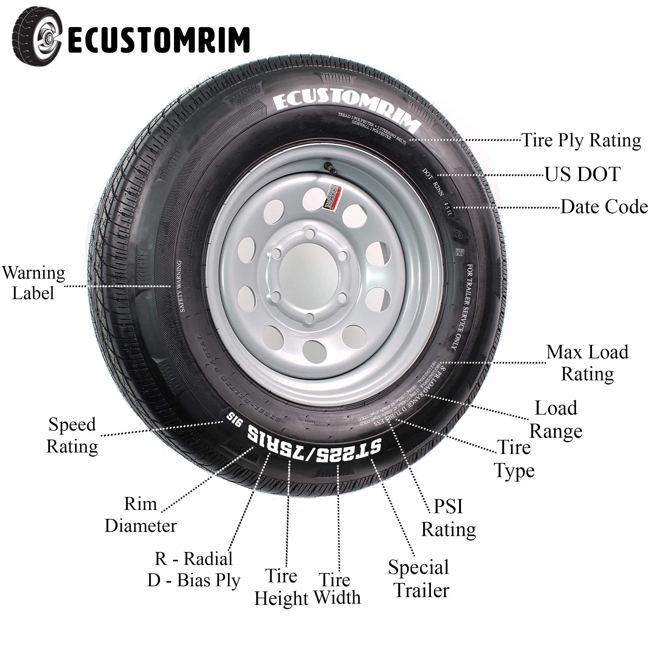 Two Trailer Tires on Rims 4.80-12 4-Lug White Spoke Wheels - John Pierce Auto Care