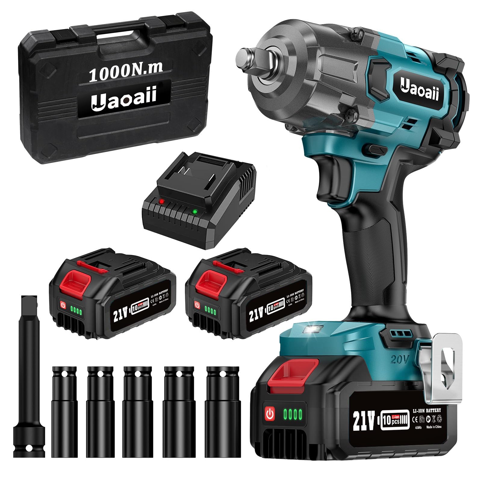 Uaoaii 1000Nm High-Torque 1/2-Inch Cordless Impact Wrench Kit - John Pierce Auto Care