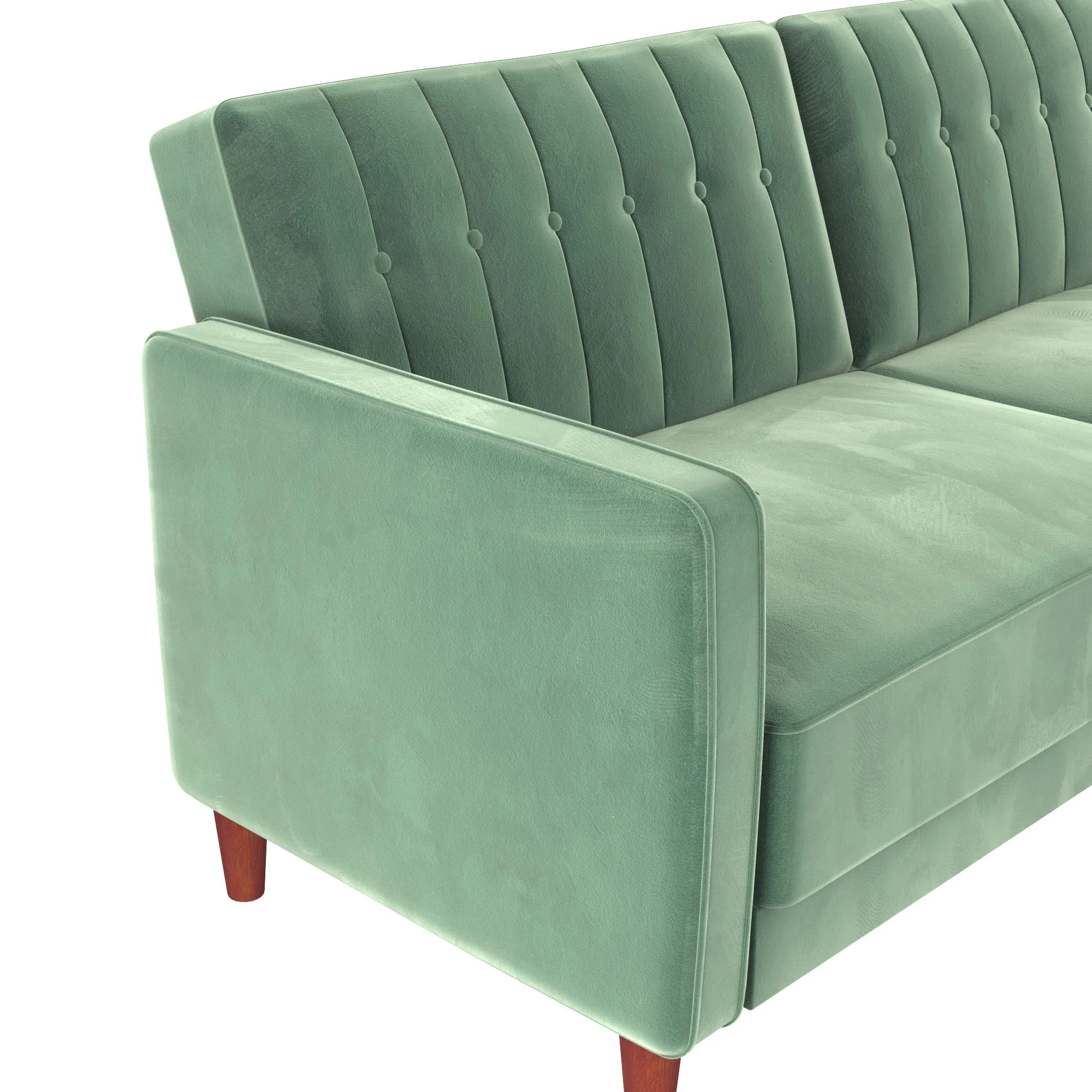 DHP Pin Tufted Transitional Futon, Light Green Velvet - John Pierce Auto Care